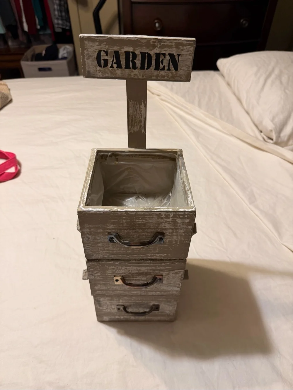 New Rustic Garden Step Planter - Weathered Gray- mini 3 tiered gardening planter